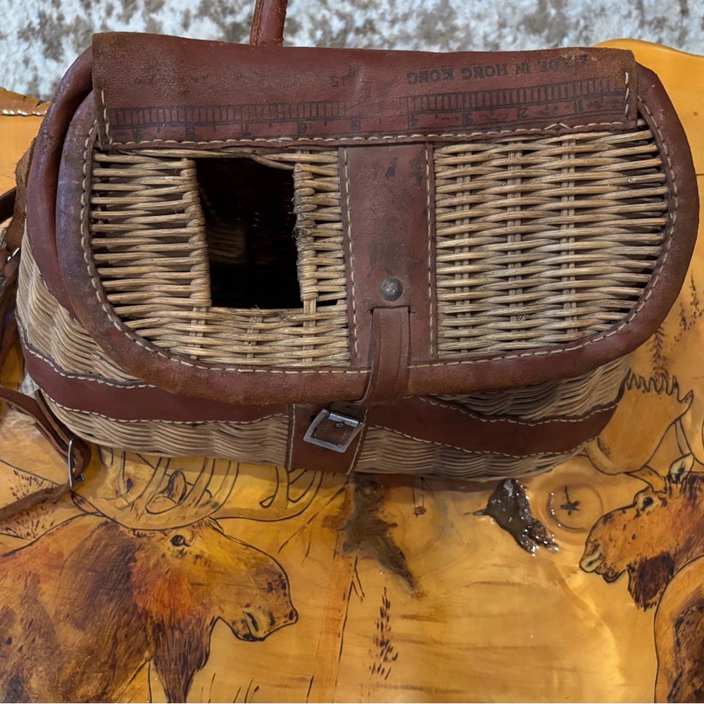 Vintage Wicker and Leather Fishing Creel